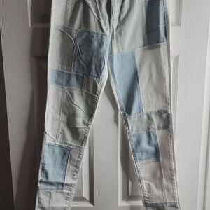 Soho White and Blue Leggings